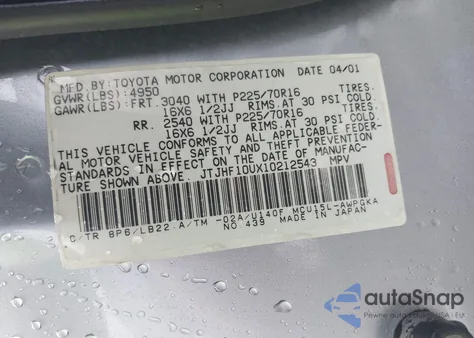 2001 Lexus Rx 300 z USA, uszkodzony, nr VIN JTJHF10UX10212543